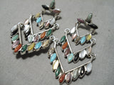 Astounding Zuni Turquoise Multi-stone Sterling Silver Earrings Native American-Nativo Arts