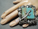 Exceptional San Felipe Native American 8 Turquoise Sterling Silver Gecko Ring-Nativo Arts