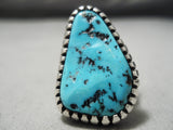 Superlative Vintage Native American Navajo Sleeping Beauty Turquoise Sterling Silver Ring-Nativo Arts