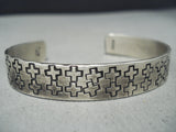 World Of Crosses Native American Zuni Ange Chavez Sterling Silver Bracelet-Nativo Arts