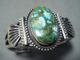 Dazzling Navajo Native American Carico Lake Turquoise Sterling Silver Bracelet-Nativo Arts