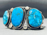 Museum Quality Vintage Native American Navajo Turquoise Mountain Sterling Silver Bracelet-Nativo Arts