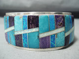 One Of The Most Intricate Native American Navajo Turquoise Opal Sterling Silver Bracelet-Nativo Arts