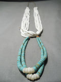 Rare Vintage Santo Domingo #8 Turquoise Heishi Native American Necklace Old-Nativo Arts