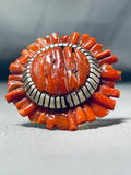 Native American One Of The Best Ever Santo Domingo Coral Sterling Silver Ring-Nativo Arts