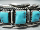 Stunning Vintage Navajo Turquoise Sterling Silver Bracelet Native American Old-Nativo Arts