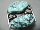 Towering Monumental Vintage Native American Navajo #8 Turquoise Sterling Silver Bracelet Old-Nativo Arts