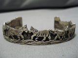 Important Detailed Vintage Native American Navajo Becenti Horse Sterling Silver Bracelet Old-Nativo Arts