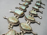 Heavy Vintage Native American Navajo Royston Turquoise Sterling Silver Squash Blossom Necklace-Nativo Arts