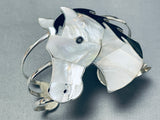 Detailed Southwestern Pearl Horse Sterling Silver Onyx Bracelet-Nativo Arts