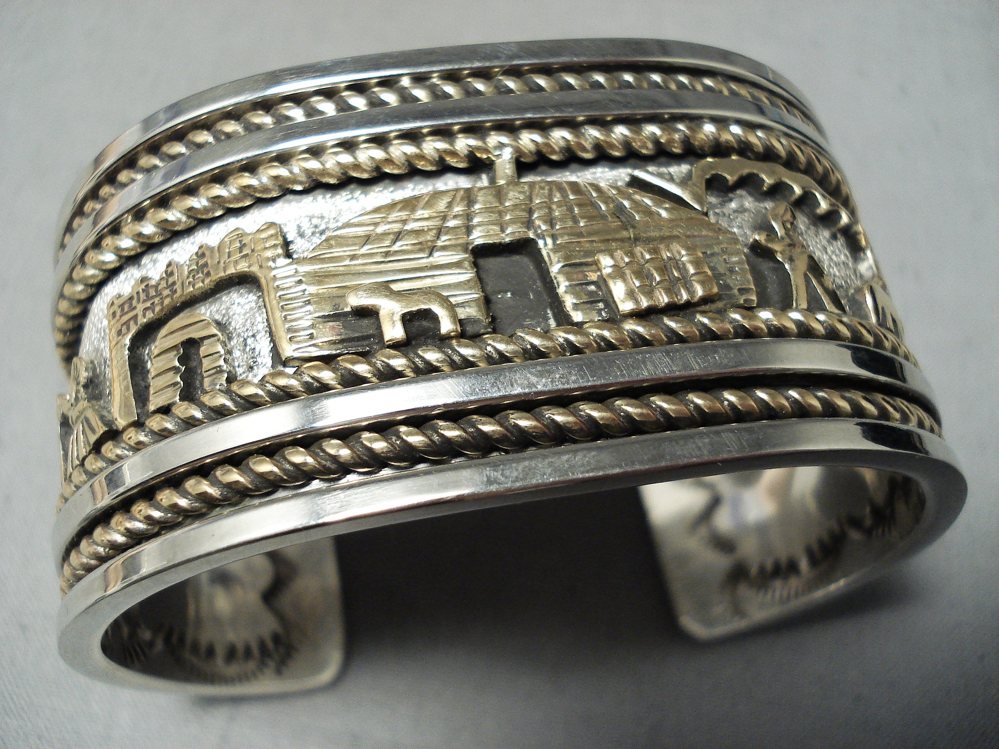 【12k × sterling silver】navajo バングル Important Native American Navajo Sterling Silver 12k Gold