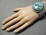 Important Vintage Native American Navajo Blue Diamond Turquoise Sterling Silver Bracelet Old-Nativo Arts