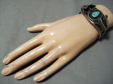 Very Rare Vintage Native American Navajo Rare Turquoise Squash Blossom Sterling Silver Bracelet-Nativo Arts