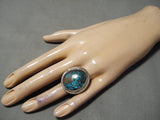 Colossal Vintage Native American Navajo Spiderweb Turquoise Sterling Silver Ring Old-Nativo Arts