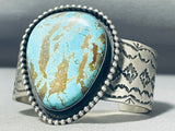 Dramatic Native American Navajo #8 Turquoise Mine Sterling Silver Bracelet-Nativo Arts