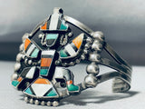 One Of The Best Vintage Native American Zuni Turquoise Knifewing Sterling Silver Bracelet-Nativo Arts