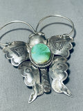 Native American Highly Detailed Vintage Southwestern Gren Turquoise Sterling Silver Pin-Nativo Arts