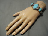 Amazing Vintage Native American Navajo Carico Lake Turquoise Sterling Silver Bracelet Old-Nativo Arts