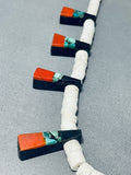 Native American Early 1900s Vintage Santo Domingo Turquoise Necklace Old-Nativo Arts