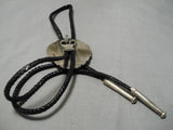Marvelous Vintage Native American Navajo Green Spiderweb Turquoise Sterling Silver Bolo Tie Old-Nativo Arts