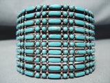 One Of The Most Intricate Native American Zuni Turquoise Sterling Silver Bracelet-Nativo Arts