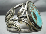 Museum Vintage Native American Navajo Royston Turquoise Leaf Galore Sterling Silver Bracelet Old-Nativo Arts