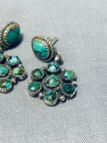 Important Arviso Vintage Native American Navajo Green Turquoise Sterling Silver Earrings-Nativo Arts