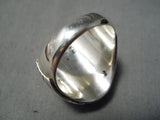 Exquisite Navajo White Buffalo Sterling Silver Ring Native American-Nativo Arts