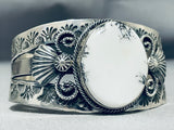 One Of The Best Vintage Native American Navajo White Buffalo Turquoise Sterling Silver Bracelet-Nativo Arts