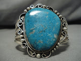 Incredible Vintage Native American Navajo Turquoise Mountain Sterling Silver Nez Bracelet Old-Nativo Arts