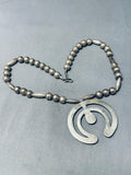 Special Vintage Native American Navajo Turquoise Sterling Silver Naja Necklace-Nativo Arts