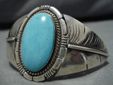 Magnificent Vintage Native American Navajo Easter Blue Turquoise Sterling Silver Bracelet-Nativo Arts