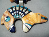 Intricate Vintage Native American Navajo Huge Bear Turquoise Sterling Silver Necklace-Nativo Arts