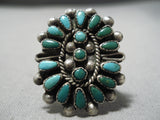 Early 1900's Vintage Native American Navajo Cerrillos Turquoise Sterling Silver Ring Old-Nativo Arts