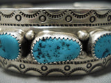 Rare Al Boyd Vintage Native American Navajo Blue Turquoise Sterling Silver Bracelet Cuff-Nativo Arts