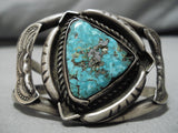 Vintage Native American Navajo Triangular Spiderweb Turquoise Sterling Silver Bracelet-Nativo Arts