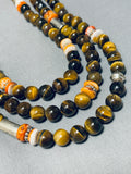 Authentic Singer Rare Native American Navajo Tigers Eye Sterling Silver Necklace-Nativo Arts