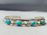 Gorgeous Vintage Native American Navajo Cerrillos Kingman Turquoise Sterling Silver Bracelet-Nativo Arts