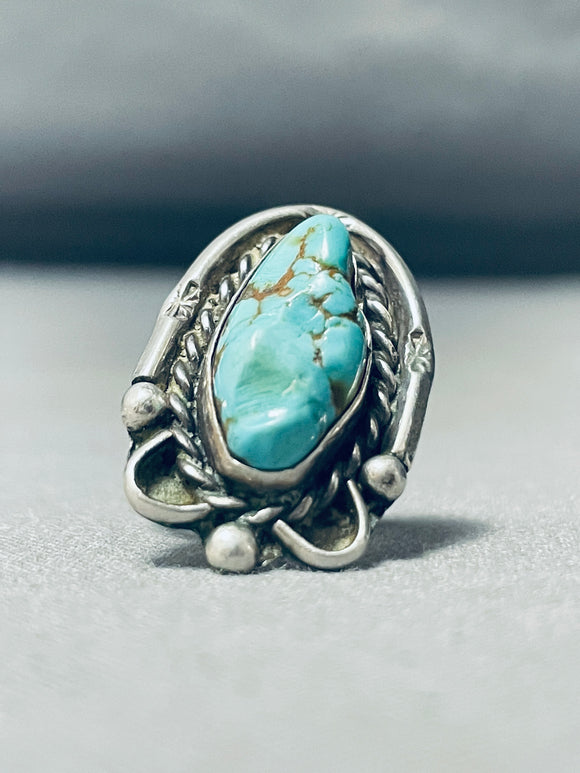 Rare Vintage Native American Navajo Royston Turquoise Sterling Silver Horseshoe Ring-Nativo Arts