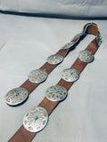 Star Wheel Vintage Native American Navajo Turquoise Sterling Silver Concho Belt Old-Nativo Arts