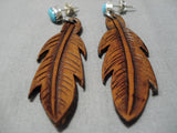 Incredible Vintage Navajo Turquoise Sterling Silver Native American Earrings-Nativo Arts