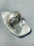 Astonishing Native American Navajo Green Agate Sterling Silver Ring Signed-Nativo Arts