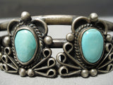 Incredible Vintage Native American Navajo Sleeping Beauty Turquoise Sterling Silver Bracelet Old-Nativo Arts