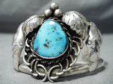 So Intricate!! Vintage Native American Navajo Turquoise Sterling Silver Swirl Bracelet Old-Nativo Arts