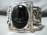 Massive Signed Native American Navajo Native Black Agate Sterling Silver 12k Gold Bracelet-Nativo Arts