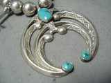 Early Vintage Native American Navajo Turquoise Sterling Silver Nsquash Blossom Necklace Old-Nativo Arts