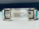 Orlinda Natewa Vintage Native American Zuni Blue Gem Turquoise Sterling Silver Bracelet Signed-Nativo Arts
