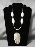 Hand Carved Feather Master Native American Navajo Sterling Silver Necklace-Nativo Arts