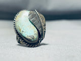 Very Intricate Matrix Vintage Native American Navajo Sterling Silver Leaf Ring Old-Nativo Arts
