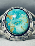 Mesmerizing Native American Navajo Signed Royston Turquoise Sterling Silver Huge Bracelet-Nativo Arts